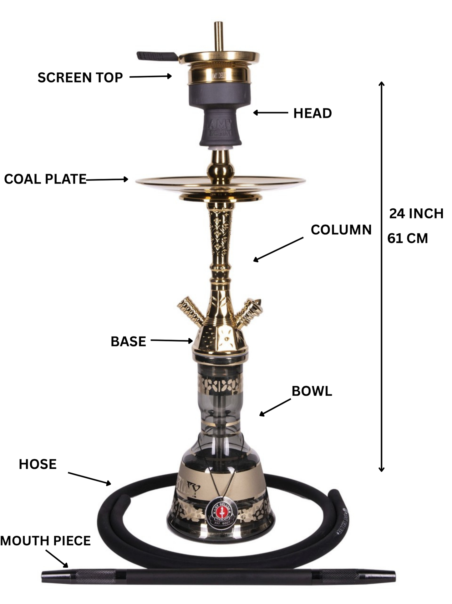 Amy Deluxe German Hookah Shisha Set, 091.02 Mini Tura, traditional Egyptian style