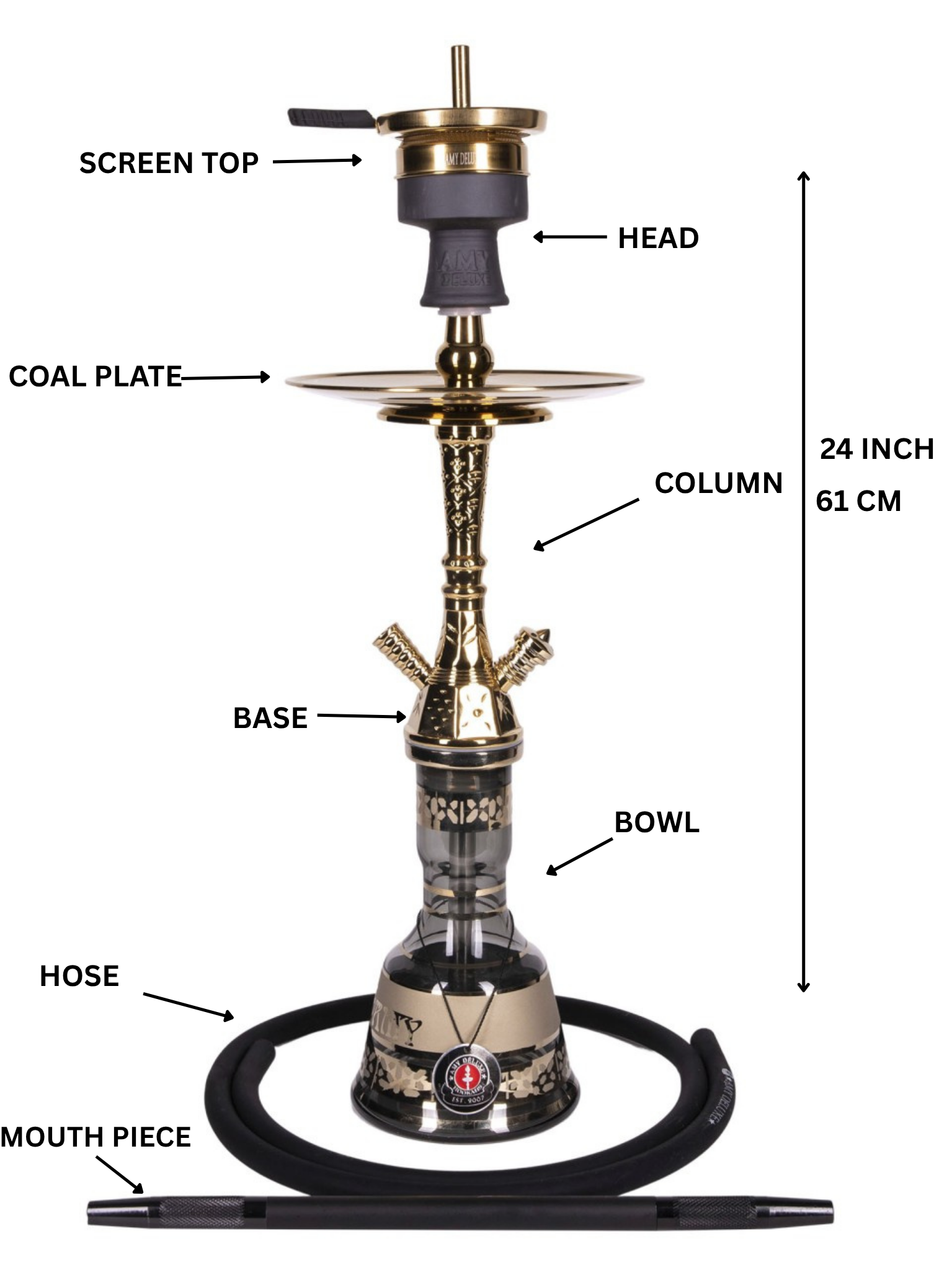 Amy Deluxe German Hookah Shisha Set, 091.02 Mini Tura, traditional Egyptian style